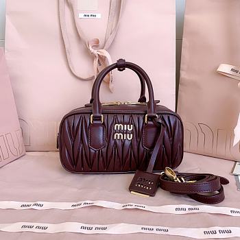 Colestore Miu Miu Regular Arcadie Matelassé Nappa Leather Bag Burgundy 22x10.5x7.5cm