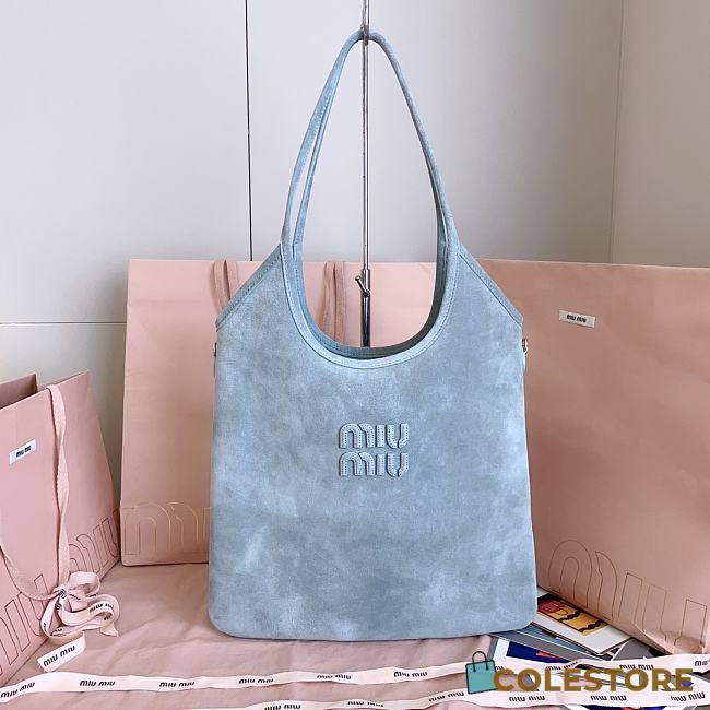Colestore Miu Miu Powder Blue Ivy Suede Bag 35x40cm - 1