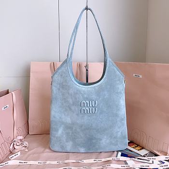 Colestore Miu Miu Powder Blue Ivy Suede Bag 35x40cm