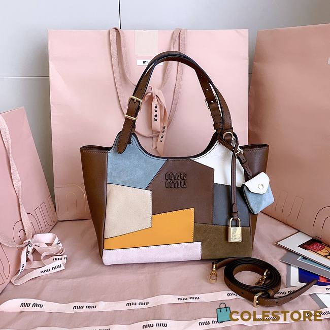 Colestore Miu Miu Oak Patchwork Leather Handbag Oak 25.5x20x13cm - 1