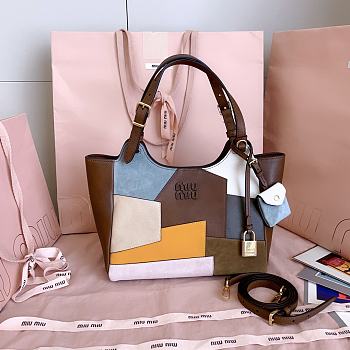 Colestore Miu Miu Oak Patchwork Leather Handbag Oak 25.5x20x13cm