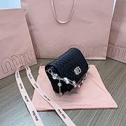 Colestore Miu Miu Crystal Leather Mini Bag Black 16x9x3.5 cm - 6