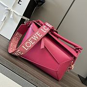 Colestore Loewe Small Satin Cowhide Puzzle Edge Bag Lipstick Red Glaze 24x10.5x16cm - 1