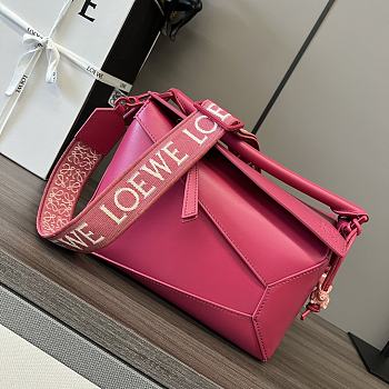 Colestore Loewe Small Satin Cowhide Puzzle Edge Bag Lipstick Red Glaze 24x10.5x16cm