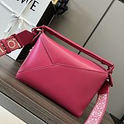 Colestore Loewe Small Satin Cowhide Puzzle Edge Bag Lipstick Red Glaze 24x10.5x16cm - 5
