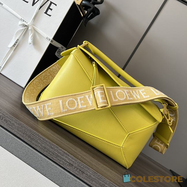 Colestore Loewe Small Satin Cowhide Puzzle Edge Bag Yellow 24x10.5x16cm - 1