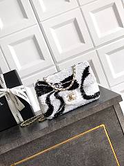Colestore Chanel Sequined Classic Flap Bag Black & White Wave Pattern 20cm - 1