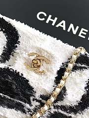 Colestore Chanel Sequined Classic Flap Bag Black & White Wave Pattern 20cm - 5