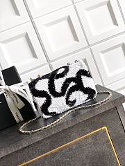 Colestore Chanel Sequined Classic Flap Bag Black & White Wave Pattern 20cm - 4