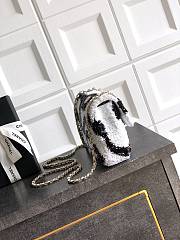 Colestore Chanel Sequined Classic Flap Bag Black & White Wave Pattern 20cm - 2