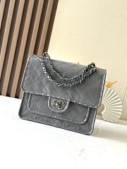 Colestore Chanel Vintage-Style Quilted Shoulder Bag Grey Leather 26x11x23cm - 1