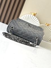 Colestore Chanel Vintage-Style Quilted Shoulder Bag Grey Leather 26x11x23cm - 6