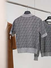 Colestore Fendi Jumper Grey FF Jacquard Polo Shirt  - 6