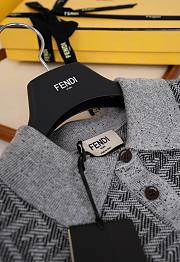 Colestore Fendi Jumper Grey FF Jacquard Polo Shirt  - 4