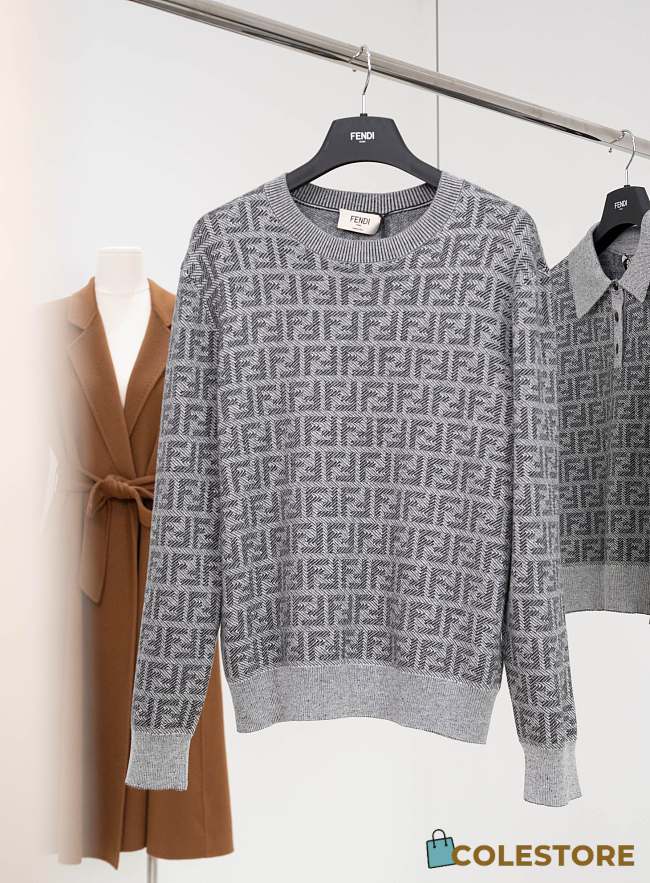 Colestore Fendi Sweater Grey FF Jacquard Sweater - 1