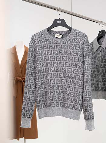 Colestore Fendi Sweater Grey FF Jacquard Sweater