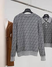 Colestore Fendi Sweater Grey FF Jacquard Sweater - 4