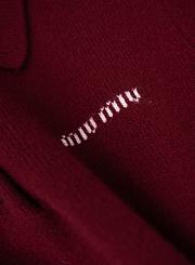 Colestore Miu Miu Cashmere Polo Sweater Amaranth Red/Maize Yellow - 4
