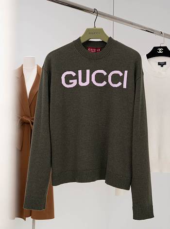 Colestore Gucci Wool Top with Gucci Intarsia Variation Green