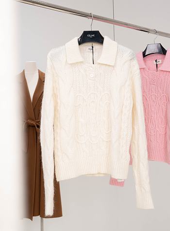 Colestore Celine Sweater In Aran Mohair and Wool Off White