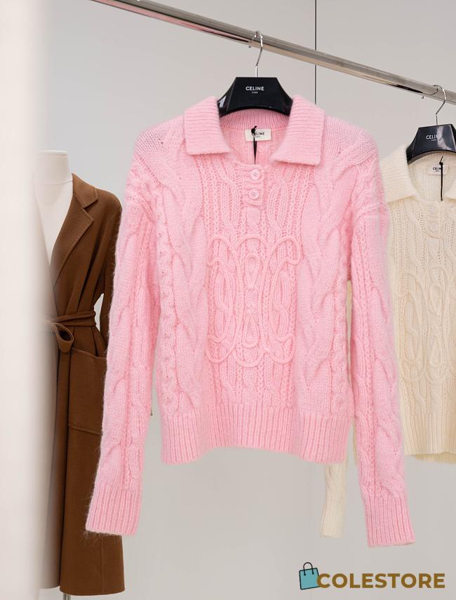 Colestore Celine Sweater In Aran Mohair and Wool Baby Pink - 1
