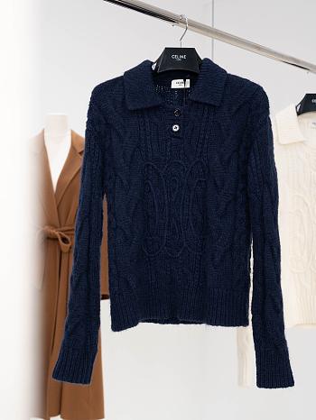 Colestore Celine Sweater In Aran Mohair and Wool Navy