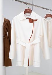Colestore Hermes Cream White Leather Cashmere Coat - 1