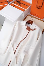 Colestore Hermes Cream White Leather Cashmere Coat - 4