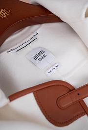 Colestore Hermes Cream White Leather Cashmere Coat - 3