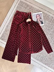 Colestore Gucci GG Satin Shirt with Tie Waist in Rosso Ancora Red - 5