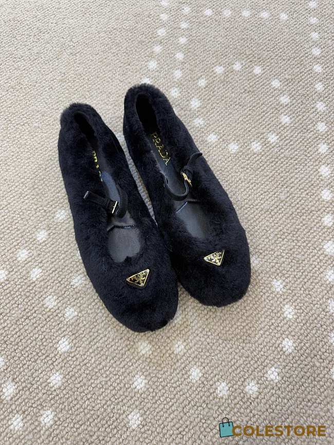 Colestore Prada Shearling Ballerinas Black - 1