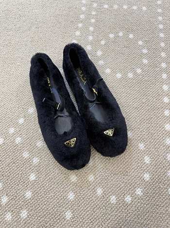 Colestore Prada Shearling Ballerinas Black