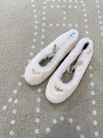 Colestore Prada Shearling Ballerinas White