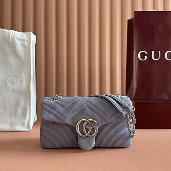 Colestore Gucci GG Marmont Medium Shoulder Bag Dusty Blue Suede 26x15x7cm