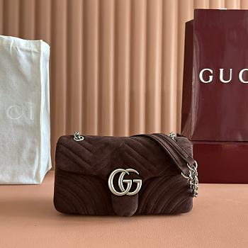 Colestore Gucci GG Marmont Medium Shoulder Bag Brown Suede 26x15x7cm