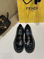 Colestore Fendi Logo Plaque Leather Loafers Black - 1