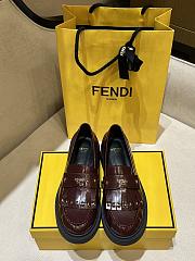 Colestore Fendi Logo Plaque Leather Loafers Burgundy - 1