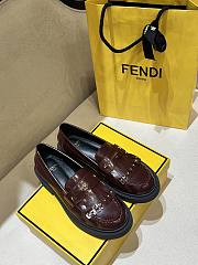 Colestore Fendi Logo Plaque Leather Loafers Burgundy - 6