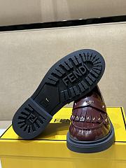 Colestore Fendi Logo Plaque Leather Loafers Burgundy - 4