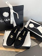 Colestore Chanel Shearling Slingback Loafers Black Gold CC - 4