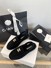 Colestore Chanel Shearling Slingback Loafers Black Gold CC - 3