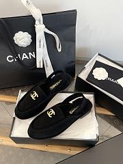 Colestore Chanel Shearling Slingback Loafers Black Gold CC - 2