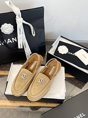 Colestore Chanel Shearling Slingback Loafers Beige Gold CC - 5