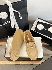 Colestore Chanel Shearling Slingback Loafers Beige Gold CC - 2