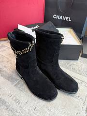 Colestore Chanel 25B Chain Charm Suede Short Boots Black - 6