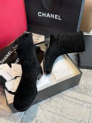 Colestore Chanel 25B Chain Charm Suede Short Boots Black - 4