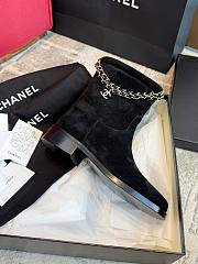 Colestore Chanel 25B Chain Charm Suede Short Boots Black - 3