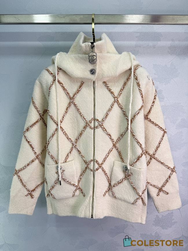 Colestore Chanel Coco Button Silk In Cashmere Zip Up Hoodie - 1