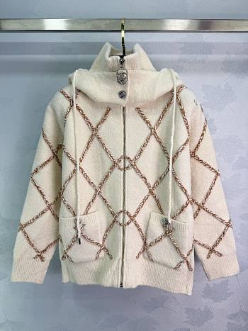 Colestore Chanel Coco Button Silk In Cashmere Zip Up Hoodie