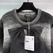 Colestore Chanel Gray Gradient Knit Top with Statement Bow - 3
